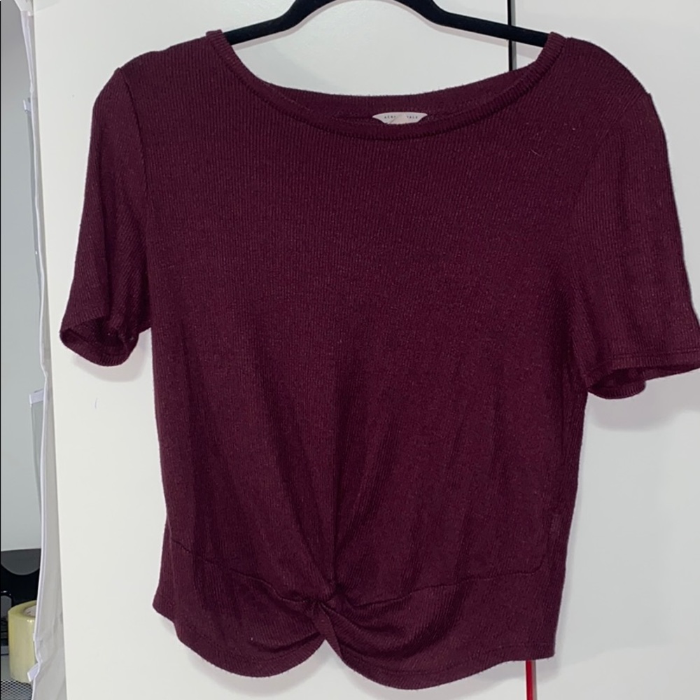 Plain maroon knotted shirt